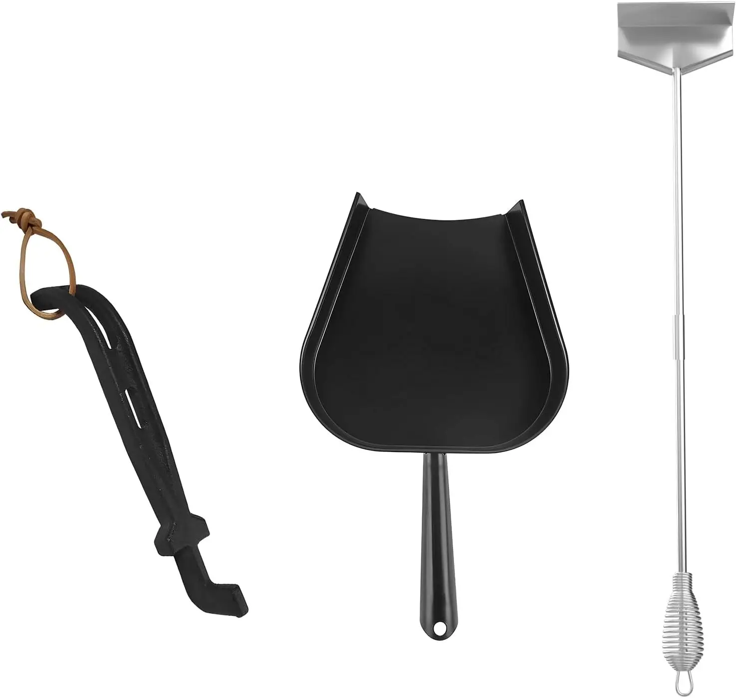 

Ash Removal Pan & Tool for Big Green Egg, Kamado Joe, Pit Boss, Char-Griller – Universal Cast Iron Grate Lifter