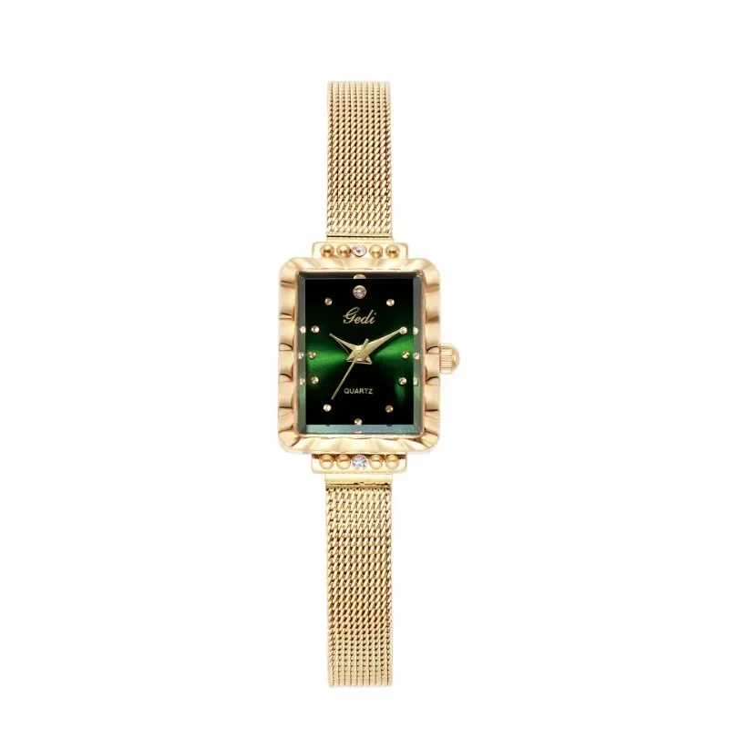Fashion Square Women Watch Mesh Strap Simple Versatile Student Sports Clock Low Key Luxury Waterproof Women Quartz Wristwatches