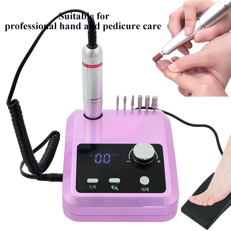 30 ワット 45000RPM ネイルドリルマシンキットプロフェッショナルネイル旋盤サンダー大型液晶画面電気マニキュアポリッシャー爪用