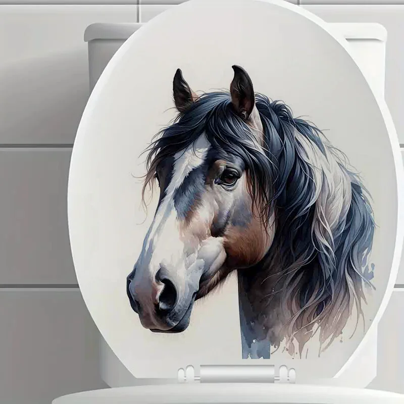 

90626#Horse Self-Adhesive Toilet Stickers,Wall Decal Removable, Reusable Vinyl Car Sticker for Toilet Lid, Bathroom Decor