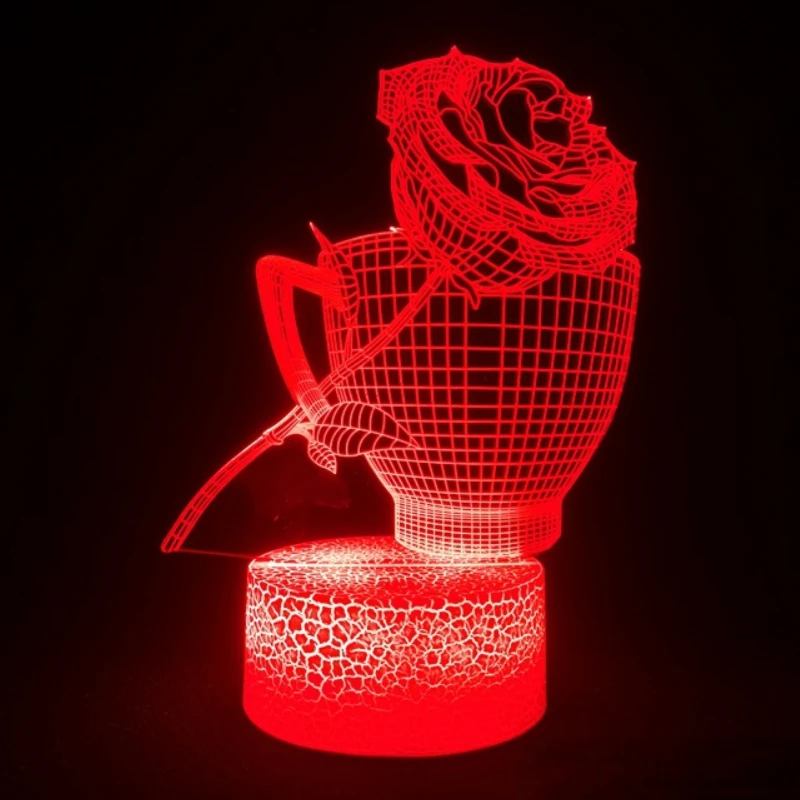 

3D Roses in Cup Lamp LED Night Light Bedroom Bedside Table Desk Decoration Sleep Lights Mother's Day Gift for Mom Women Girls