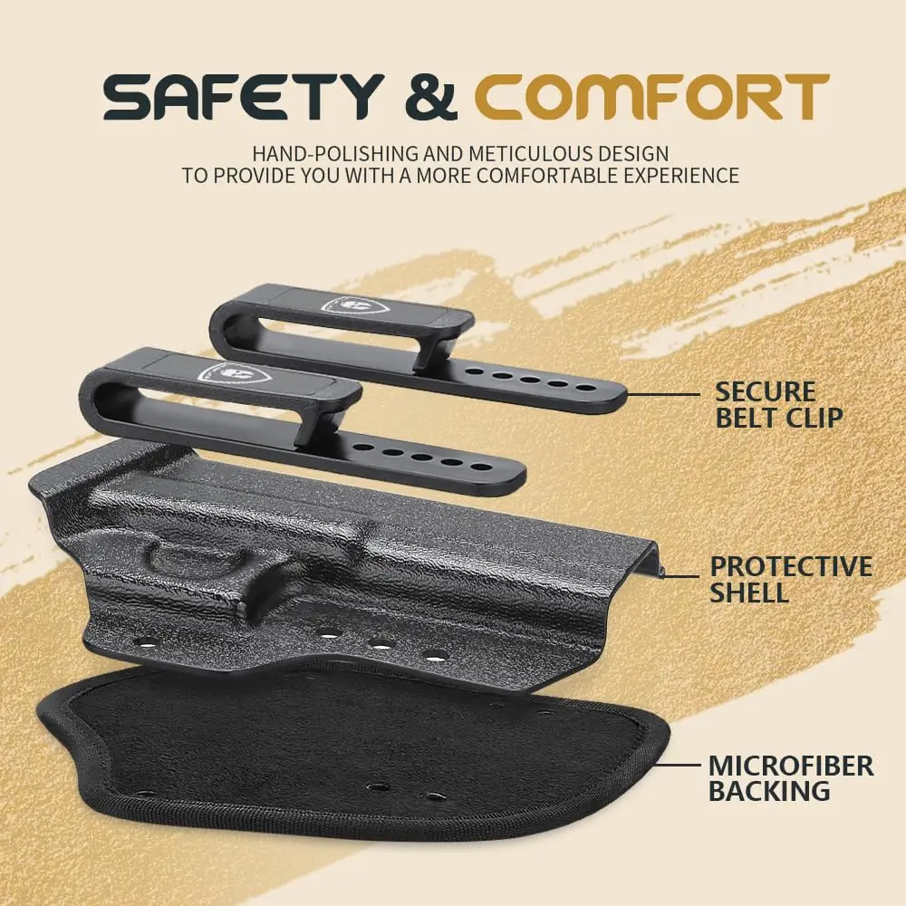 

Для Glock 43X/Glock 43X MOS/Glock 43, гибридная кобура для Kydex и нейлона, намордник Optics Cut&Open, загруженная переноска, правая рука