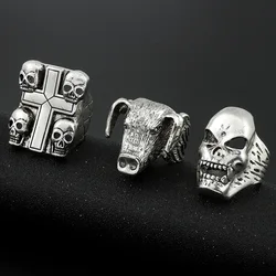 TV Drama Stranger Things Eddie Munson accessori Hellfire Club Rings uomo regalo Vintage Punk Skull Ring Jewelry For Fans Gift