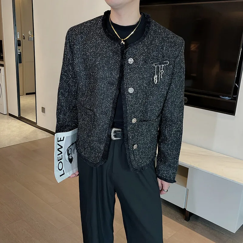 

Mixed Fabric Loose Fit ort Jaet Men's Casual Sle Polyester Fiber Long Sve Button Closure Coat Youth ular Spring A...