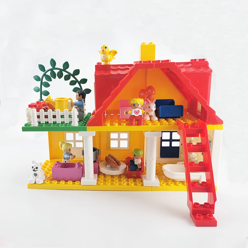 Big Size Building Blocks 2 Storey Small Villa Warm Family Moc Construction Accessories Compatible Large Bricks DIY Assembly Toy