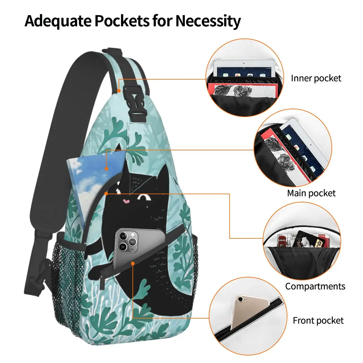 Unterwasser Cross body Brusttaschen Katzen taschen Travel Pack Messenger Teens Umhängetasche Unisex