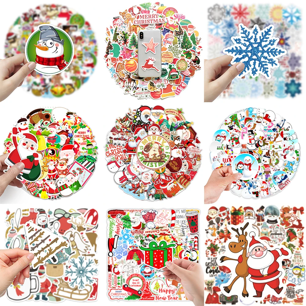 10/30/50PCS Merry Christmas Wishes Stickers Series Creative Santa Graffiti iPad Helmet Laptop Luggage Phone Decoration Wholesale