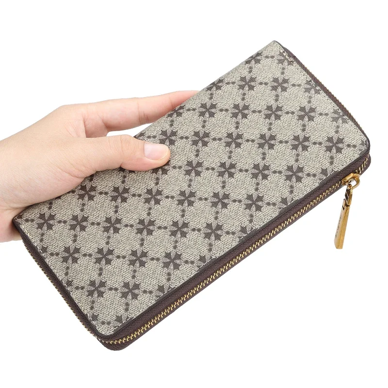 Wallets for Women Long Large Capacity Leather Phone Bag Vintage Pattern Clutch Luxury Zipper Coin Purses Card Holder Big Wallet