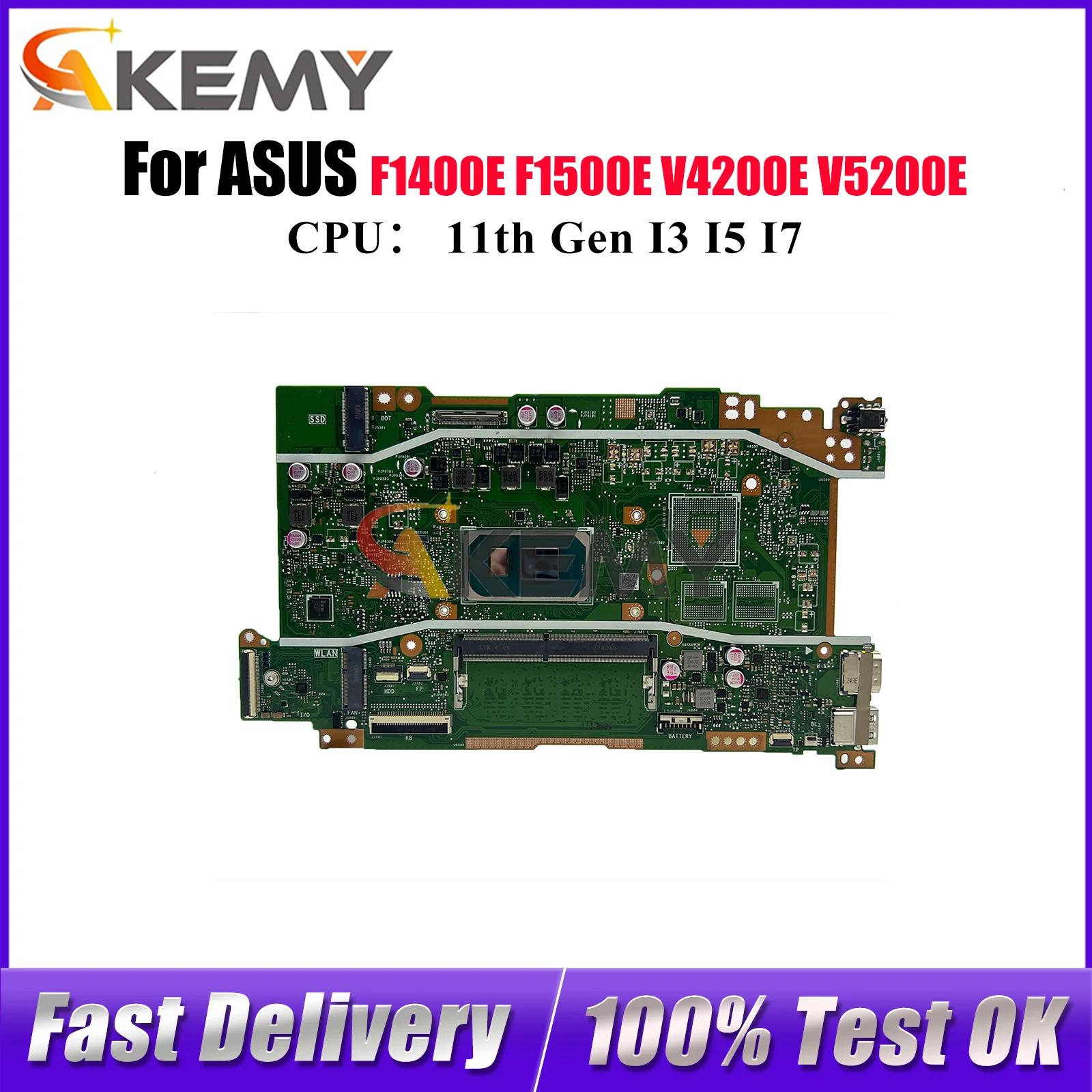 

X415EA Laptop Motherboard For ASUS VivoBook V4200E V5200E F1500E F1400E X415EA X415EP X415E X415EQ Mainboard With I3 I5 I7 CPU