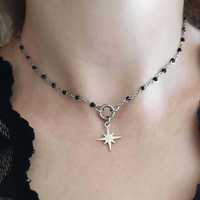 Alligator Choker Vintage Y2K Star Pendant Celestial Beaded Necklaces Black Beaded Choker