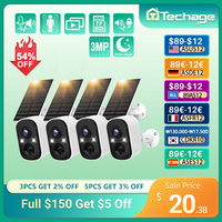 Techage Tuya 3MP WIFI Camera With Solar Power Security IP Camera Human Detection Wireless Recharged Surveillance for Alexa