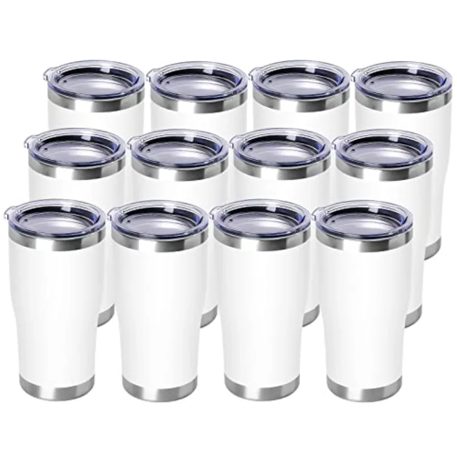 

20oz Tumbler wi Lid SinleSteel Tumblers k Double l uum Insulated Coffee Travel der ed Tumbler 2 Count Pk of White