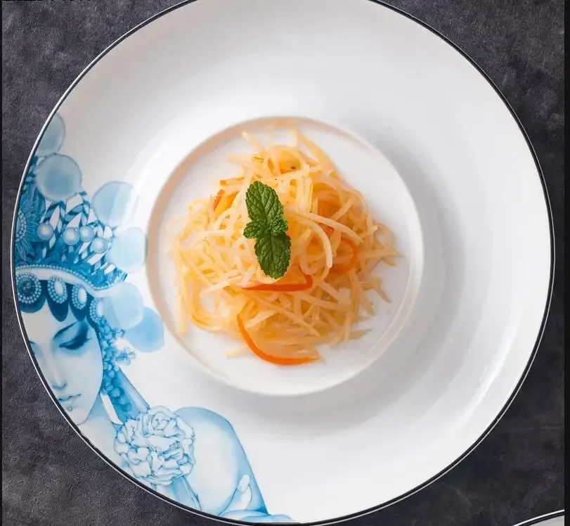 

Round Dinner Plate Western Restaurant Steak Pasta Afternoon Tea Dessert Home Kitchen Ceramic Tableware Serving