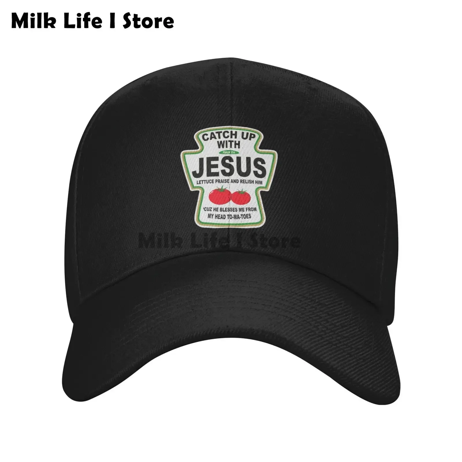 Cotton Catch Up With Jesus Baseball Cap Women Men Adjustable Vintage Vegan Tomato Christian Gift Veganism Dad Hat Sun Protection