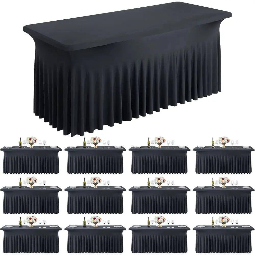 

Черные скатерти Spx или чехлы для столов RecTables-1k 6T Spx, несминаемые скатерти с оборками для вечеринок, свадеб