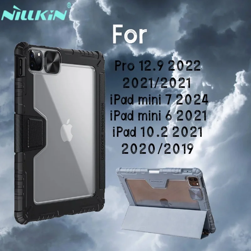 

Защитный чехол Nillkin ForPro 12.9 2022 для iPad mini 7 2024, iPad mini 6 2021, iPad 10.2 2021 с защитой объектива и держателем для стилуса