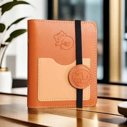Retro brown cute cat A7 notebook detachable loose-leaf notepad 2 binders portable leather schedule planner,whith 80 pages
