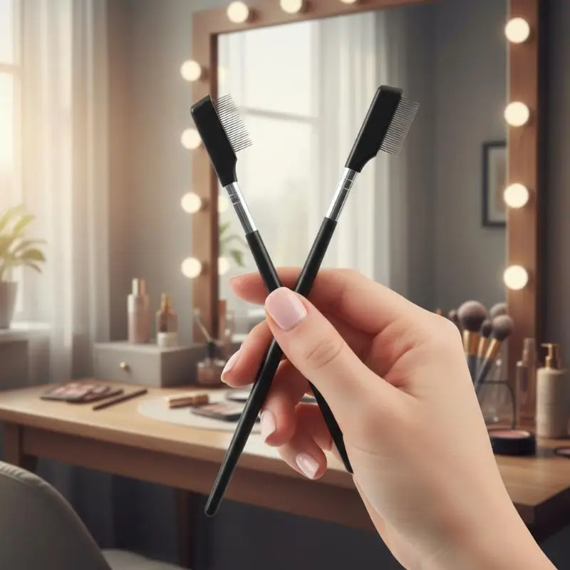 Metal Eyelash Separator Brush Black Eyelash Grooming Comb Lash Styling Makeup Tool