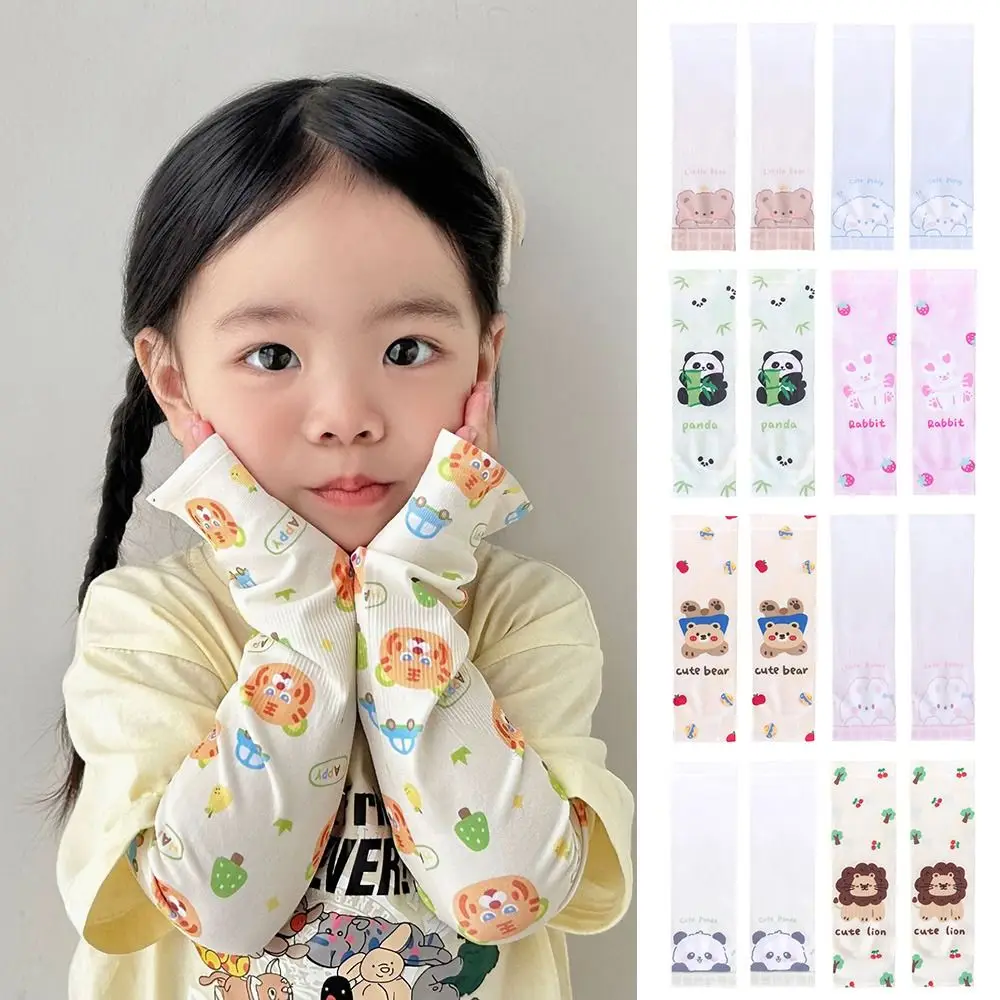 

Sun Protection Kids Arm Sleeves Thin Anti-UV Children Baby Ice Silk Sleeve Cartoon UPF50+ Summer Cooling Mittens Outdoor Sports
