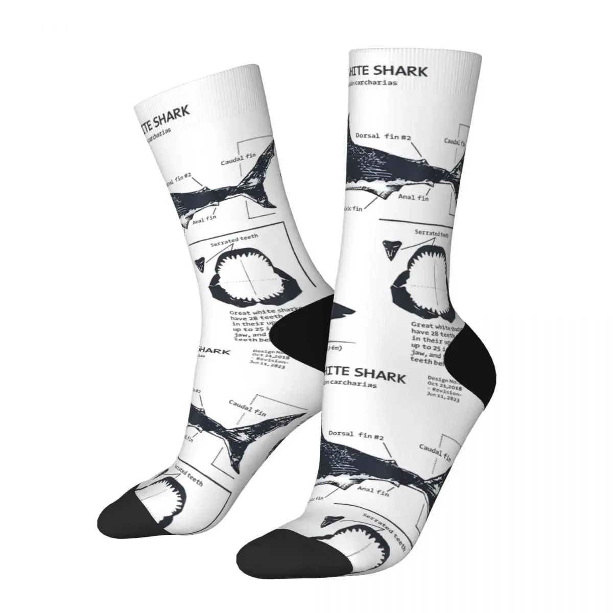 Winter Warm Casual Unisex Great White Shark Anatomy Marine Biologist Socks Sweat Absorbing Soccer Socks