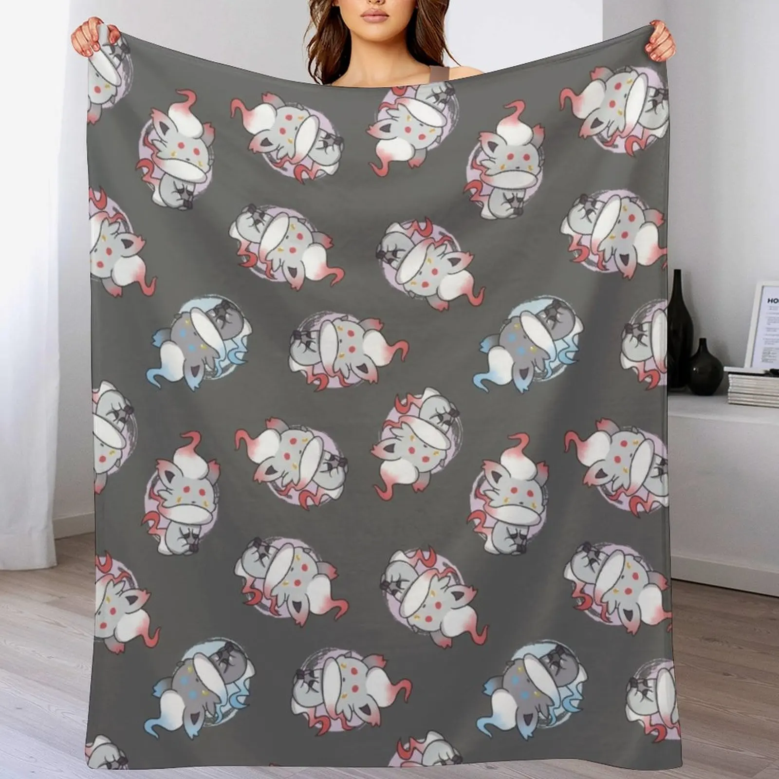 Hisuian Zorua Seamless Pattern Throw Blanket Stuffeds wednesday Thermal Softest Blankets