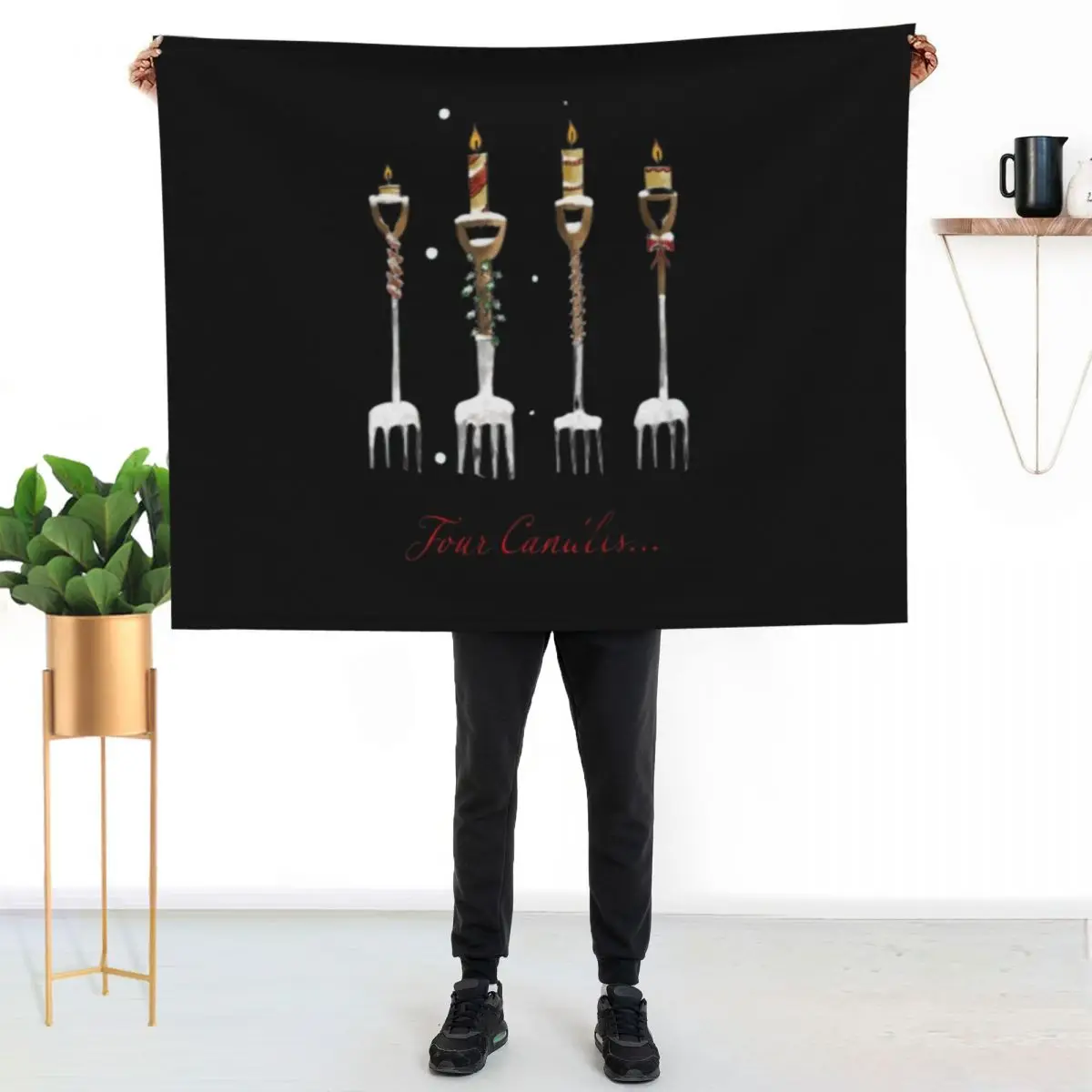 four candles fork handles Essential T-Shirt Throw Blanket Bed Bed Fashionable Luxury Designer Thermal Plaid Camping Blankets