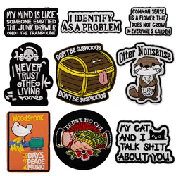 Cute Otter Embroidery Patch Funny Quotes Iron On Patches For Clothing Music Festival Patches On Clothes DIY Sew Badges