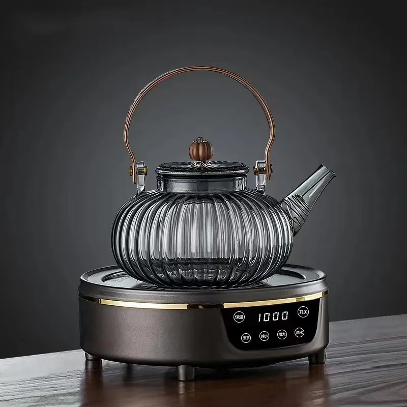 

Чайник с тыквой и вертикальной полосой, чайник из боросиликатного стекла, термостойкий стеклянный чайник, бытовая электрическая керамическая плита, чайник