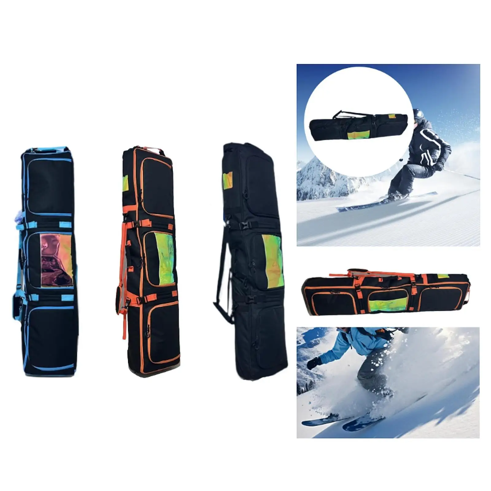 

Ski Bag Rolled up Top for Air Travel Padded Heavy Duty Zippers and Buckles Snowboard Bag Ski Carrying Bag Snowboard Backpack