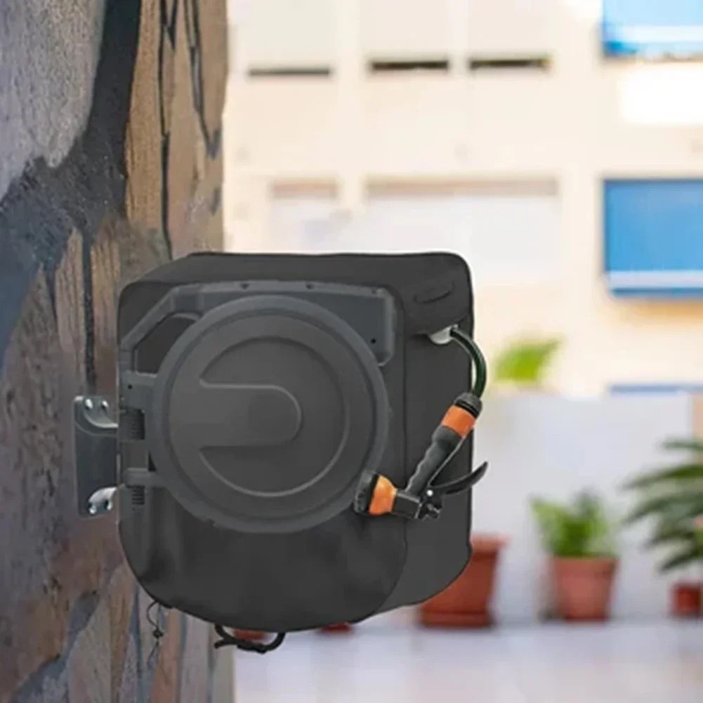 Wall Mounted Water Hose Reel Protective Cover For Garden Waterproof Sun Protection Outdoor Reel Cover 60x45x60cm Black