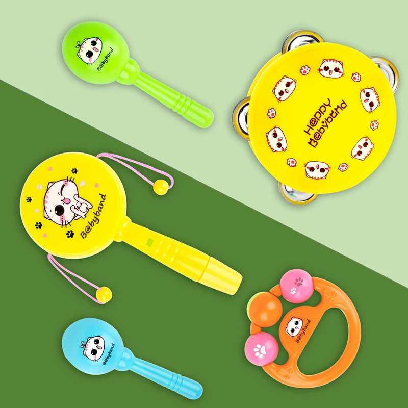 Baby Rattle Intelligence Hand Grab Ball Toy Cartoon Ring Baby Sound Infant Toddler Toys Set 0-12 Months Children Gift