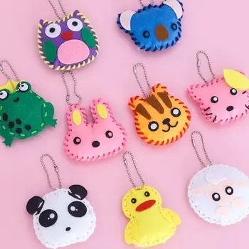 5 pçs tecido não tecido animal rosa saco chaveiro diy brinquedos artesanais crianças festa de aniversário ornamentos artes artesanato kits presentes