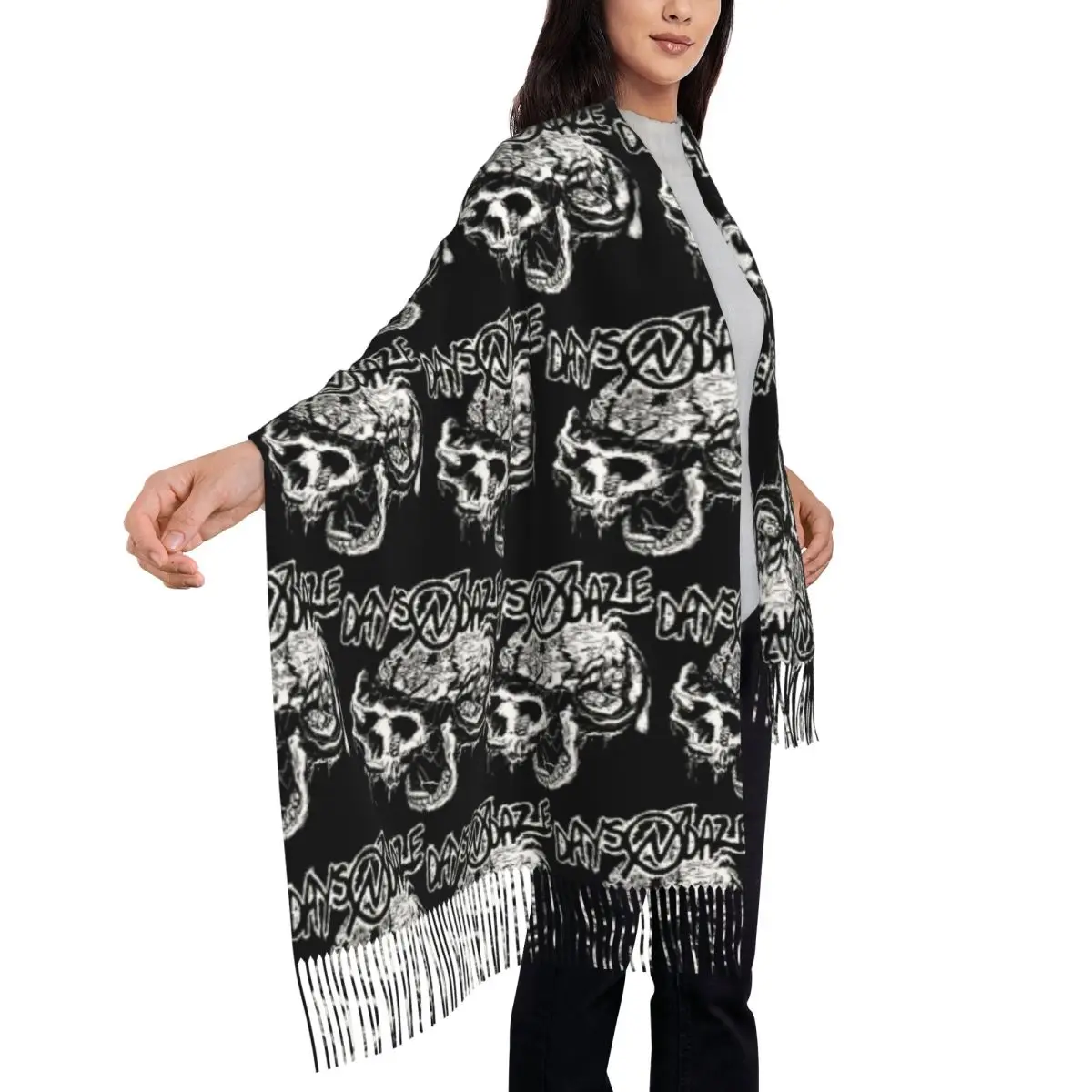 Days N' Daze Folk Punk Sciarpa Sciarpe con nappe per donna Scialli e stole morbidi e caldi Grande scialle autunno inverno