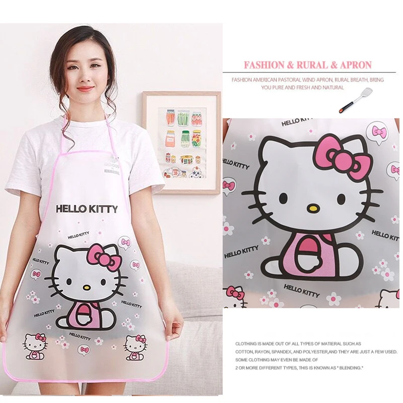 Sanrio-delantal de Hello Kitty para mujer, mandil de Anime, a prueba de aceite, impermeable, sin mangas, antiincrustante