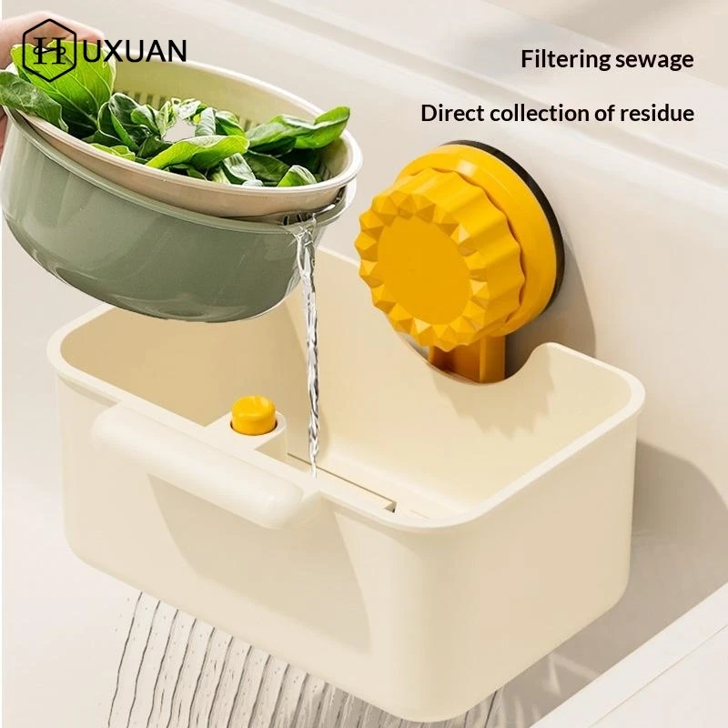 

Sink Drain Strainer Basket Sink Washing Basin Anti Leak Filter Basin Suction Cup Rack One Click Press Type Grid Drain Storage