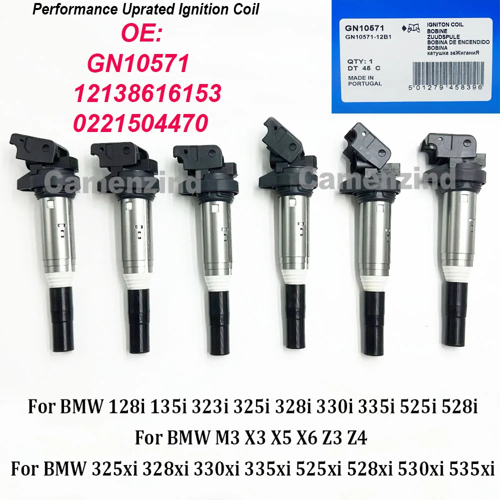 

6PCS Performance Uprated Ignition Coil GN10571 12138616153 0221504470 Fit For BMW 328i 650i 550i M6 750i E60 E61 F10 M3 X3 Z4