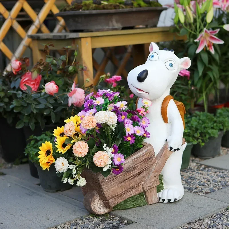 Creative Garden Flower Pot Unlucky Bear Cart Bonsai Basin Kindergarten Floor Decoration Courtyard Succulent Container