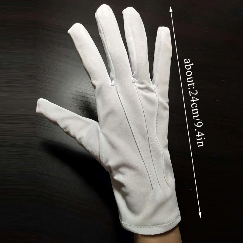 White Formal Gloves Men White Cotton Uniform GlovesTuxedo Honor Guard Parade Cosplay Costume Inspection Mitten & Gloves