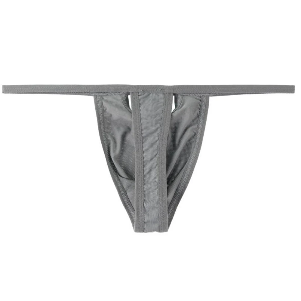 

S-XL Size Men Low Rise Underpants Thongs T-back Soft Breathable Solid Color Hollow Out Bulge Pouch Panties G-strings