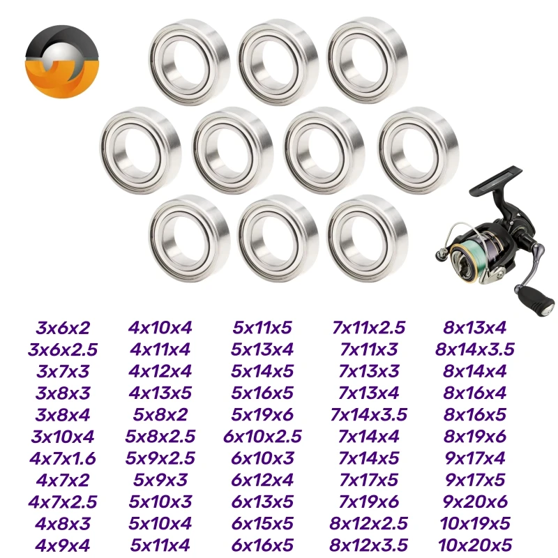 S6800ZZ 10x20x5mm Bearing 10Pcs ABEC-9 Stainless Steel Ball Bearing S2010ZZW5 Corrosion Resistant Fishing Reel Bearing