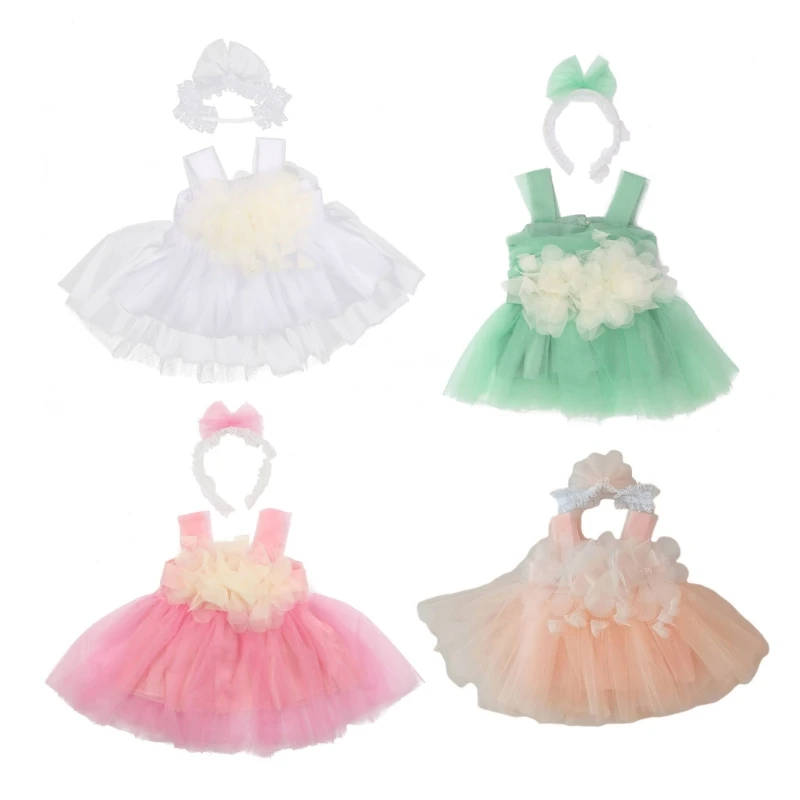 

Newborn Photography Props Costume Headdress & Skirt 0-3M Baby Girls Suit