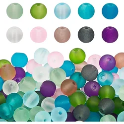 550pcs 6mm Frosted Glass Bead 10 Color Transparent Frosted Crystal Beads Matte Loose Spacer Beads for Necklace Bracelet Earring