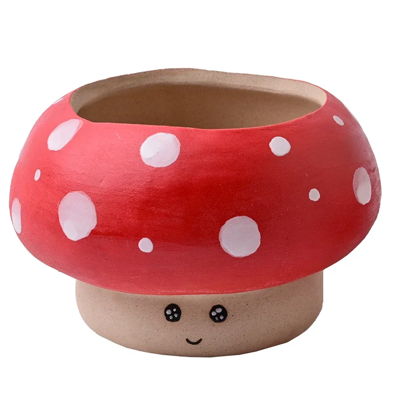 Jingdezhen Mushroom Thumb Small Flower Pot Creative Desktop Ceramic Meaty Plant Pot Cartoon Cute Bonsai Pot