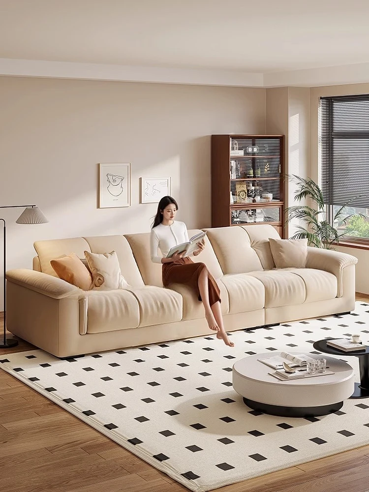 Cream style new home living room small apartment modern simple Internet celebrity straight sofa