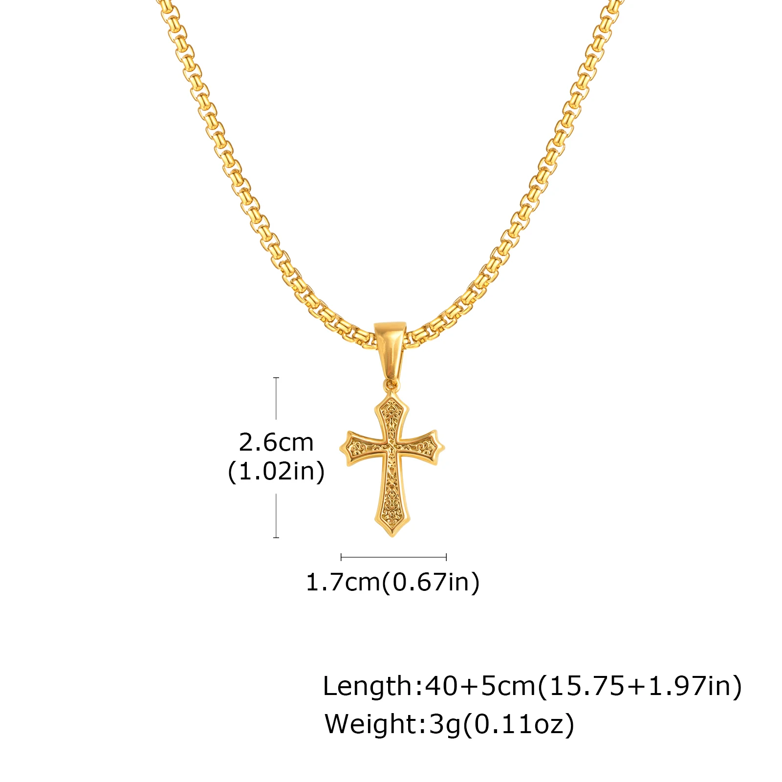 Kreuz-Anhänger-Halskette für Männer und Frauen, 50/55/60 cm Edelstahl-Halsbänder, christliche klassische schicke Schmuckgeschenk