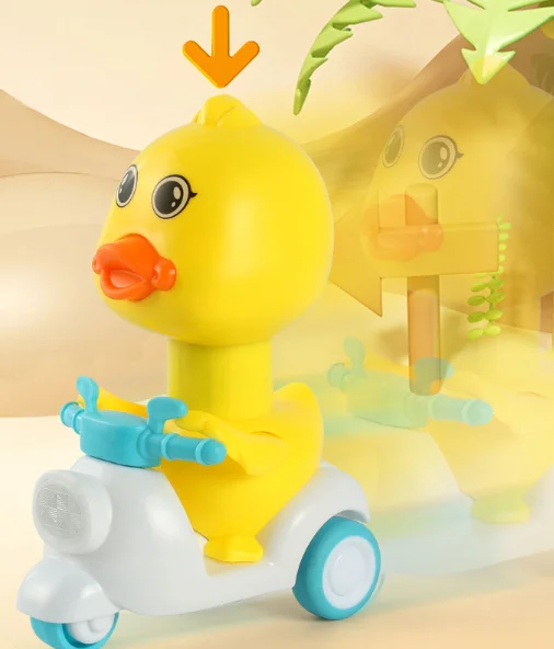 Manual Press Rotatable Duck Press Car Mini Vehicle Anti Collision Fall Resistant Press Motorcycle Leisure Stress Relief Toy