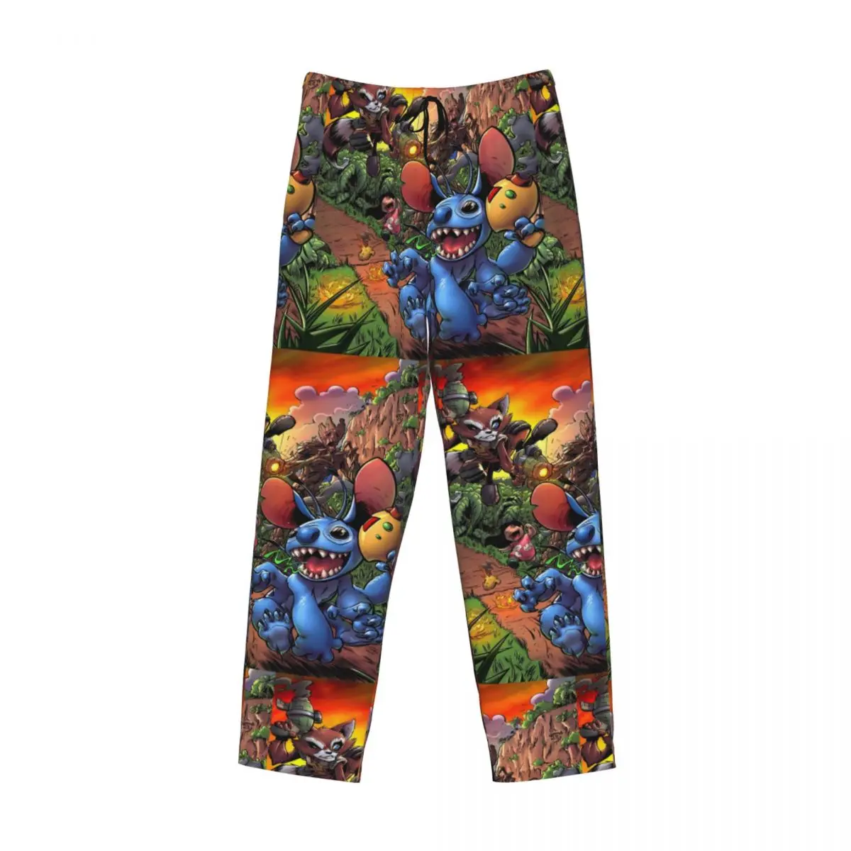 Custom Cartoon Stitch Pajama Pants for Men Sleepwear Lounge Sleep Bottoms Stretch with Pockets