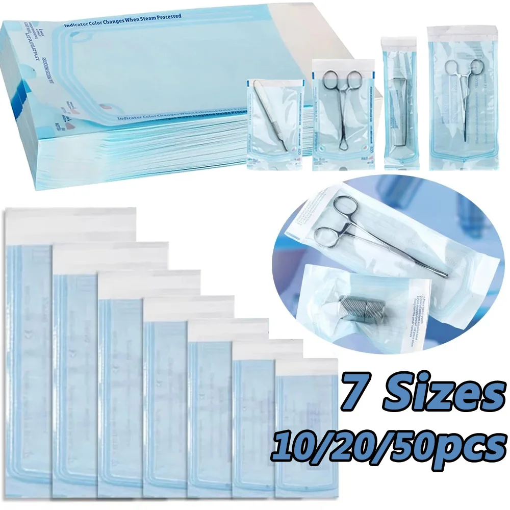 50/20/10pcs Disposable Sterilization Pouches Bags Self-sealing Disinfection Storage Bags Nail Art Hair Beauty Tool Cleaning Bags