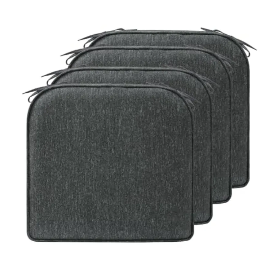 

17 x 16 ch Outdoor Chair Cushions with Tie Straps, Set of 4 Thick Water Repellent Round Patio Chair Pads for Garden Lawn Patio