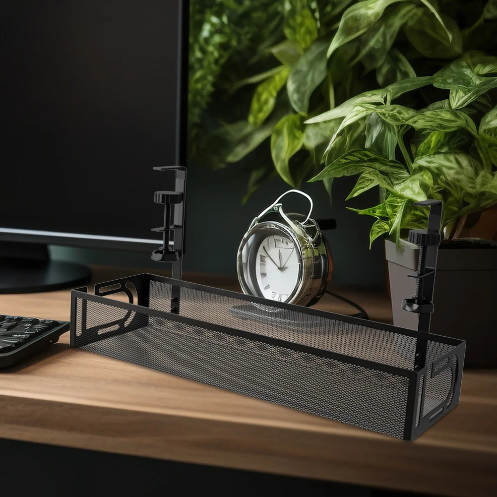 Under Desk Cable Management Tray Mesh Grid Organizer for Wire Storage Desktop Cord Holder Cable Rack Office Home Use